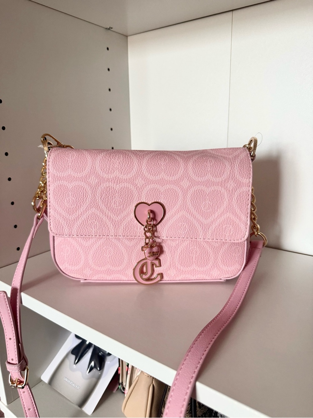 Juicy Couture “The Bubble Pop” Pink Heart Charm Crossbody Bag